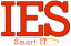 Logo de la empresa desarroladora Integrated Engineering Systems IES en rojo con fondo blanco y el slogan SmartIT